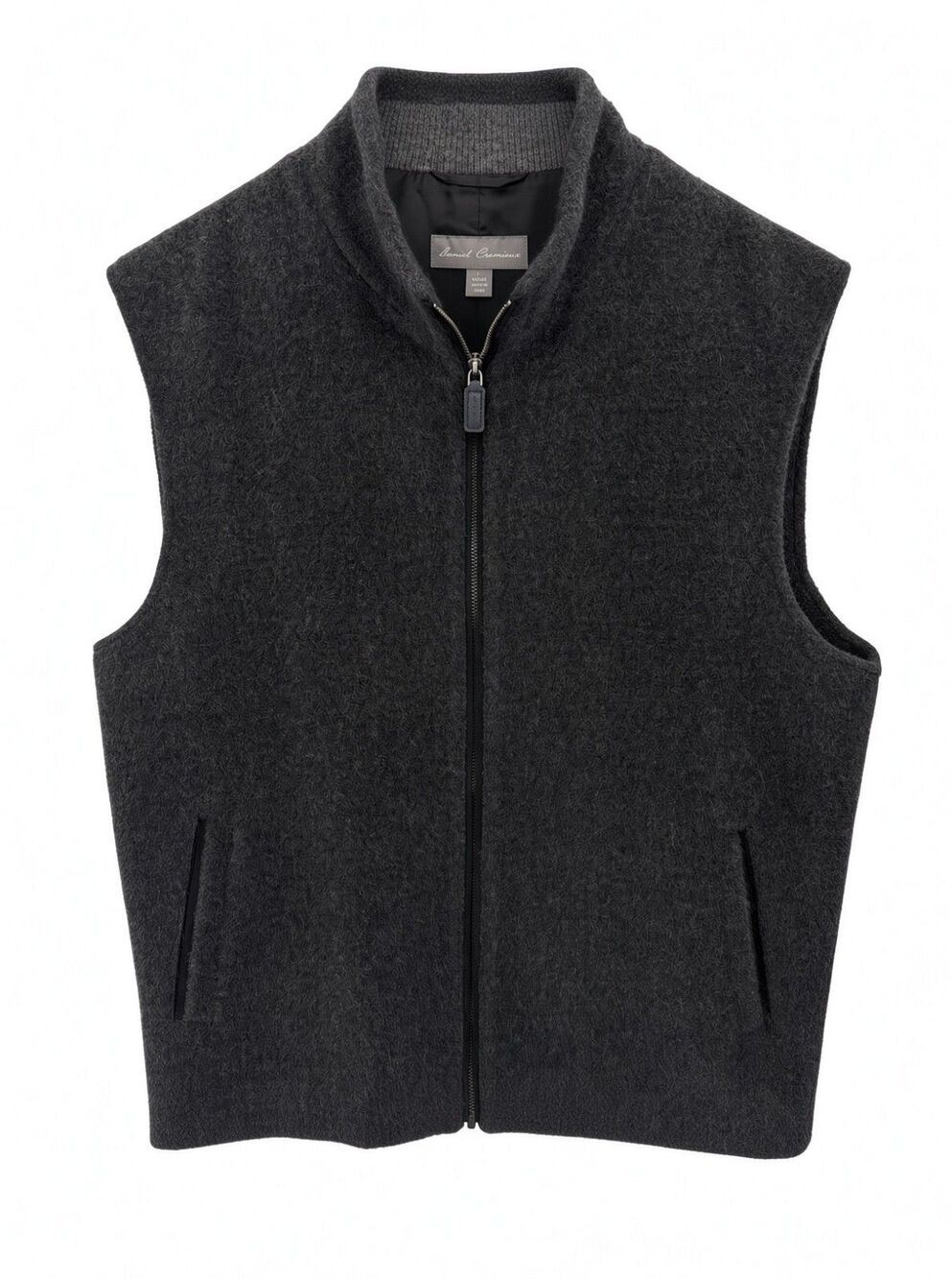 Alpaca Wool Vest Daniel Cremieux Signature Collection Mens L Gray Black Full Zip